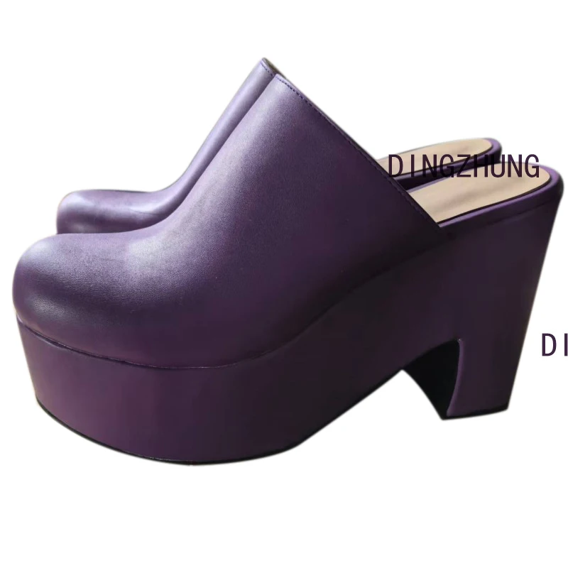 DIZHUANG shoes Fashionable women\'s high-heeled slippers. About 11cm heel height. Closed toe slippers. Strange Style slippers.