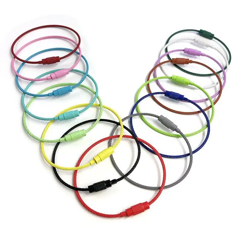 (25pcs) Outdoor Quick Release Key Chain Wire Lock Cable Ring EDC Tools Collector 15cm