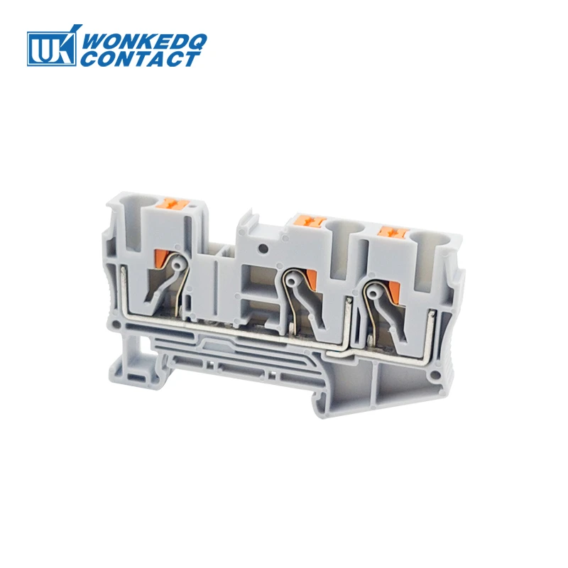 10Pcs PT6-TW Push-in Terminal 6mm 1-input 2-output Electric Wire Connector PT 6-TWIN PT 6-TW Din Rail Terminal Block