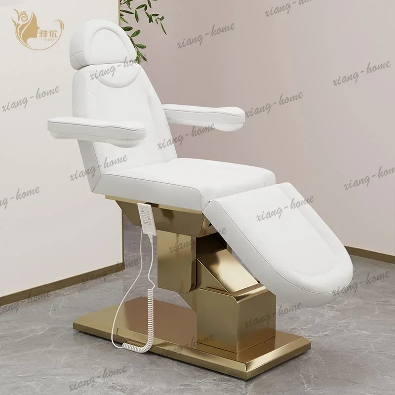 LSHeight Adjustable Massage Bed With Facial Pillow And Stool Salon Spa Treatment Table Synthetic Leather