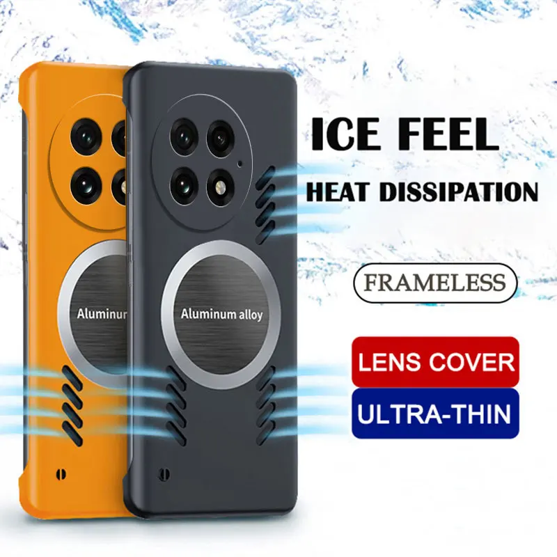 Coque de téléphone magnétique sans cadre en graphène à dissipation thermique pour OnePlus 15 15R 13 13S 13R 12 12R 11 11R 10 10T 9RT 9 8 Pro