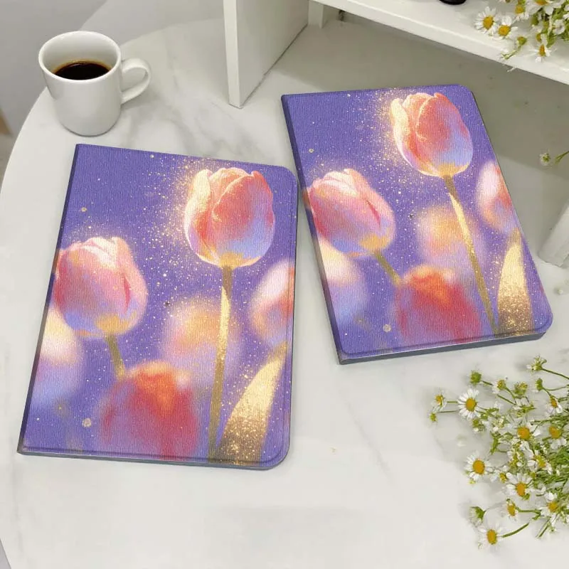 

Pink Tulip Sparkle Case For Honor MediaPad MatePad 6 7 X8 M5 M6 V6 V7 T5 T10 T10s 10 11 SE C5e X8a Pro Lite Tablet