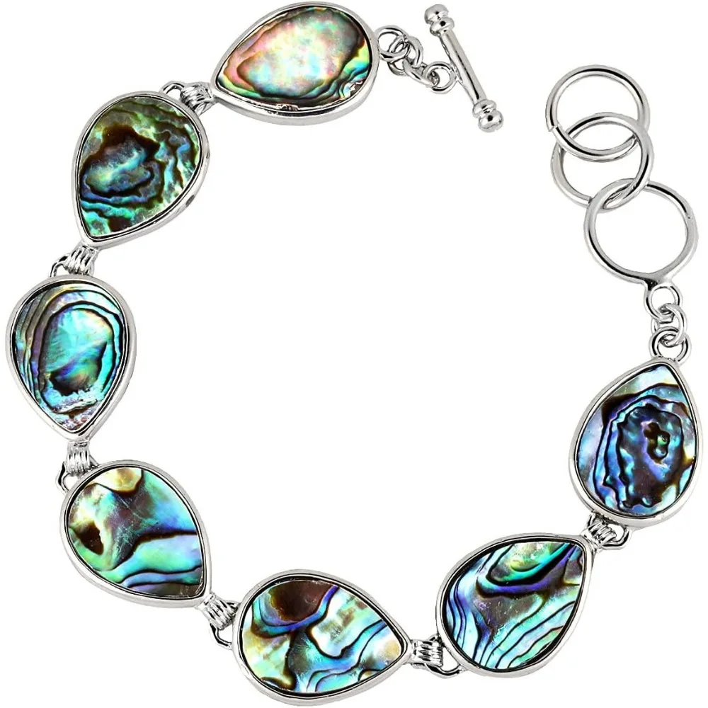 

Natural Abalone Shell Adjustable Bracelet for Women and Men Assorted Shapes