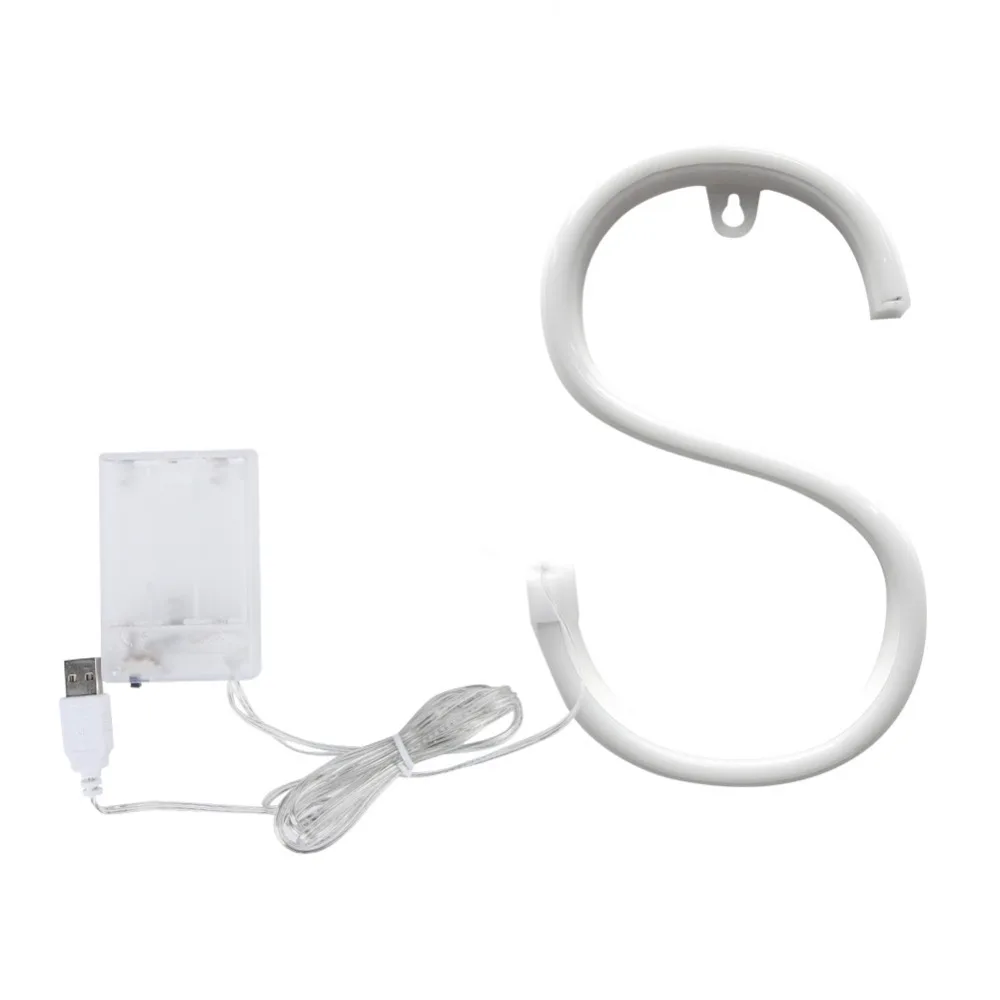Letter Shape LED Neon Lamp USB/Battery Powered Warm White Light Neon Sign Light Wall Mountable Dual Power Supply LED Neon Light