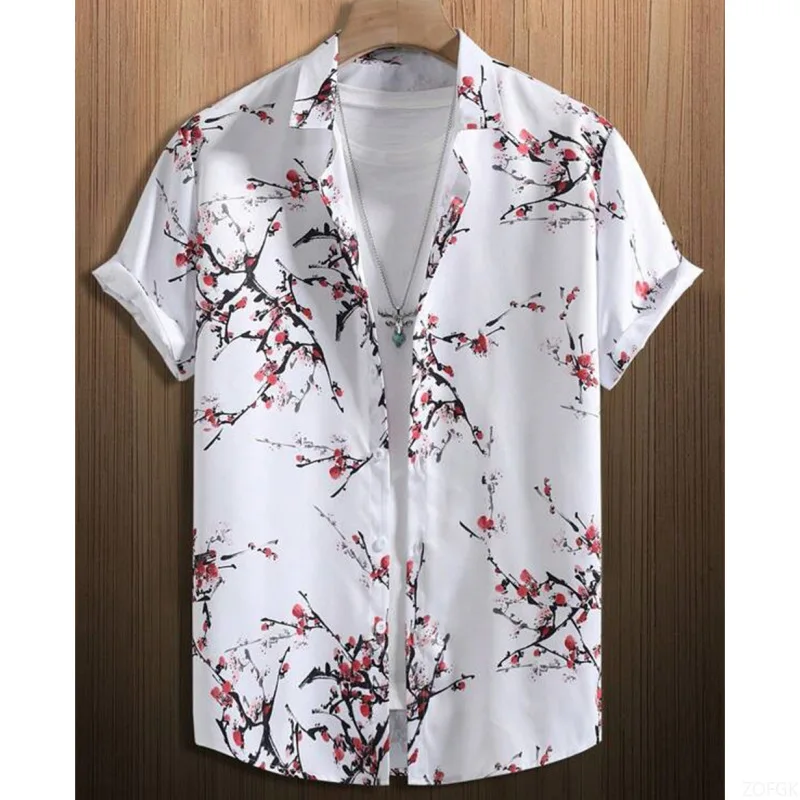 

3D Digital Printing Ink Painting Men's Casual Shirt Summer Collar Casual Entertainment Loose Shirt Top