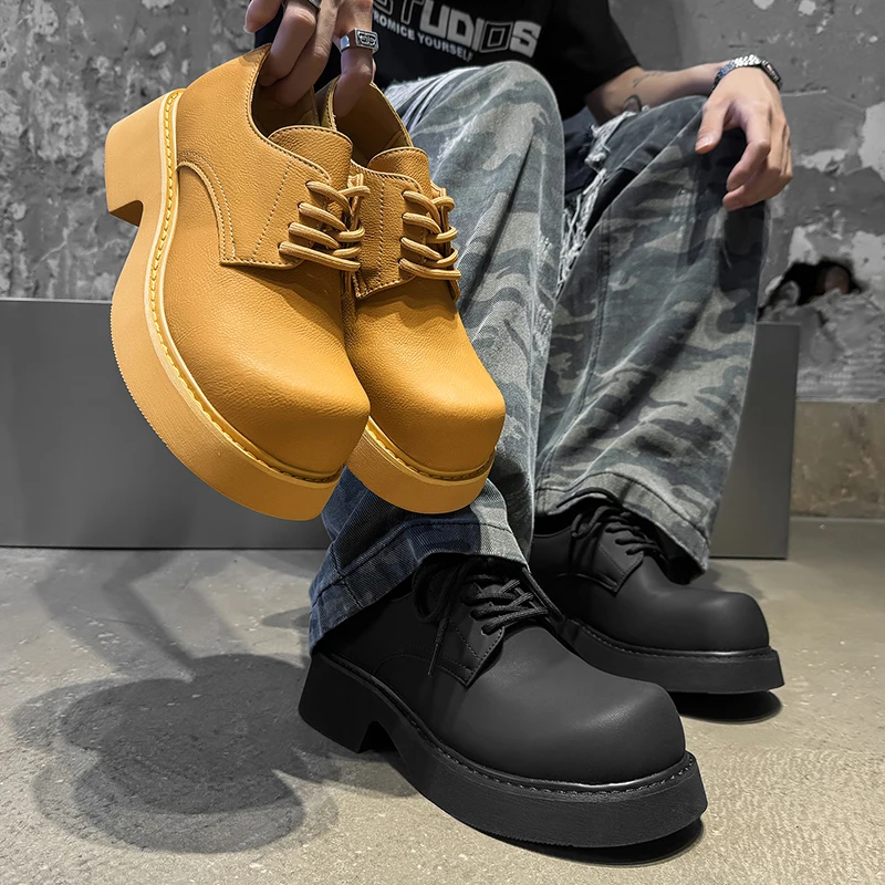 

Men's Derby thick soled casual shoes Trendy minimalist designer style Party and Work Outdoor leisure street 38-46 versatile