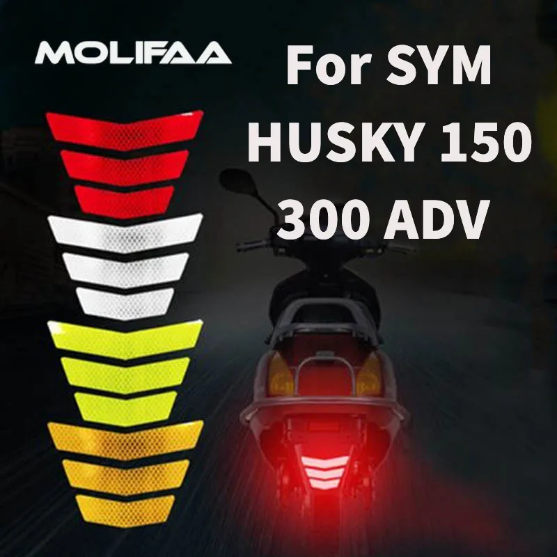 For SYM HUSKY 150 300 ADV Motorcycle Reflective Sticker Rear Mudguard Front Fenders Warning Mark DIY Body Stickers Accessories