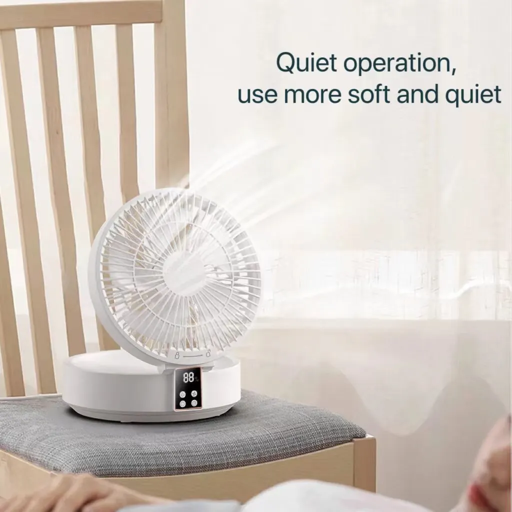 Fan With Remote Control Portable Wall-Hanging Rechargeable Usb Electric Folding Fan Nightlight Air Cooler Household