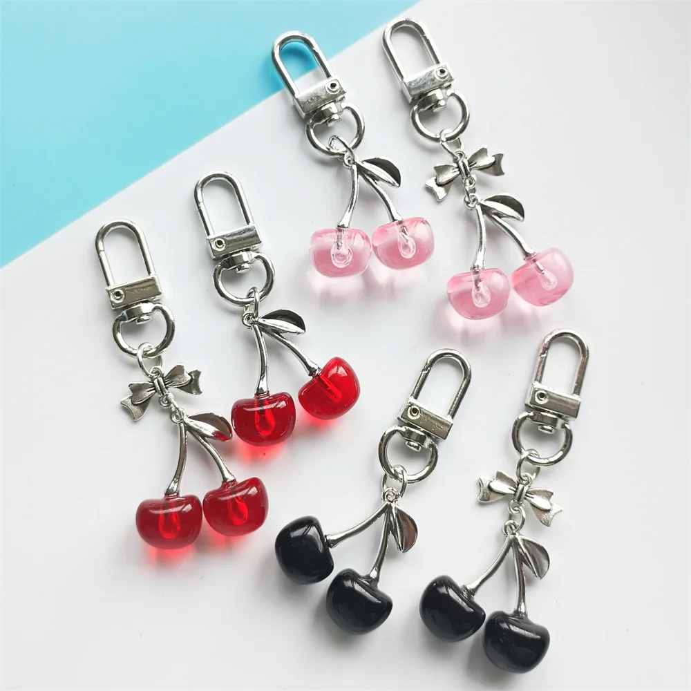 Llavero de cereza de aleación creativo Simple, colgante de bolso de fruta sintética para niñas, regalo creativo