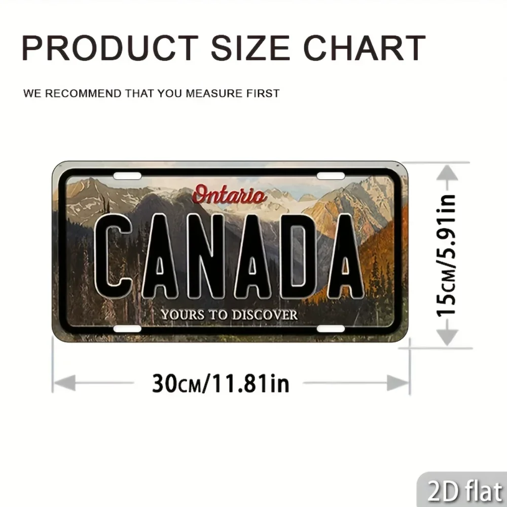 CIFbuy Customizable 2D Flat Ontario Canada Metal Plaque,Personalized 6x12in Vintage Scenic Travel Souvenir Home Garage Wall Art