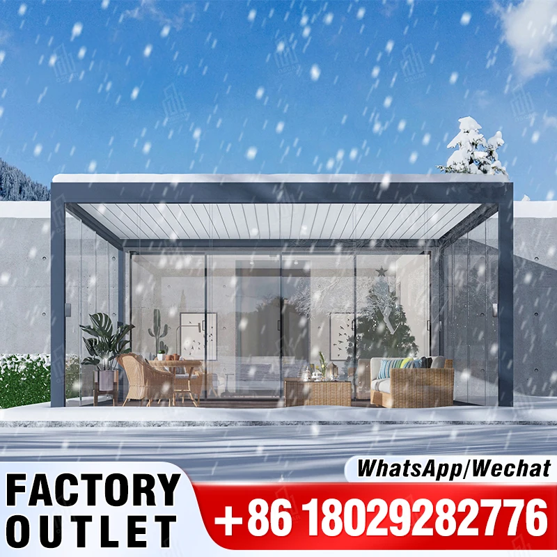 

manual crank Waterproof Louver Roof Pergola Aluminium Outdoor Aluminum Everyday Morden Powder Coated Support