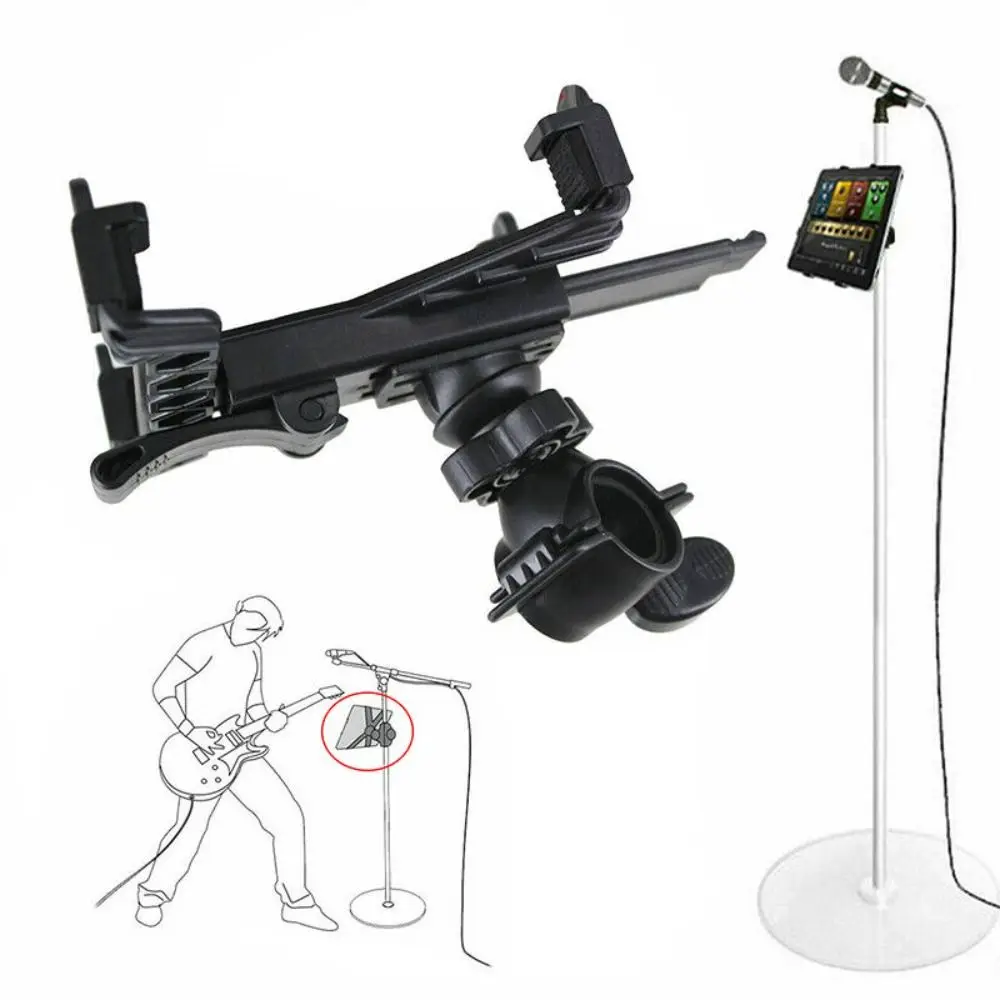 Abrazadera de soporte de música de montaje ajustable para manillar de iPad 360 ° Soporte para micrófono Soporte giratorio para tableta de 7 a 11 pulgadas
