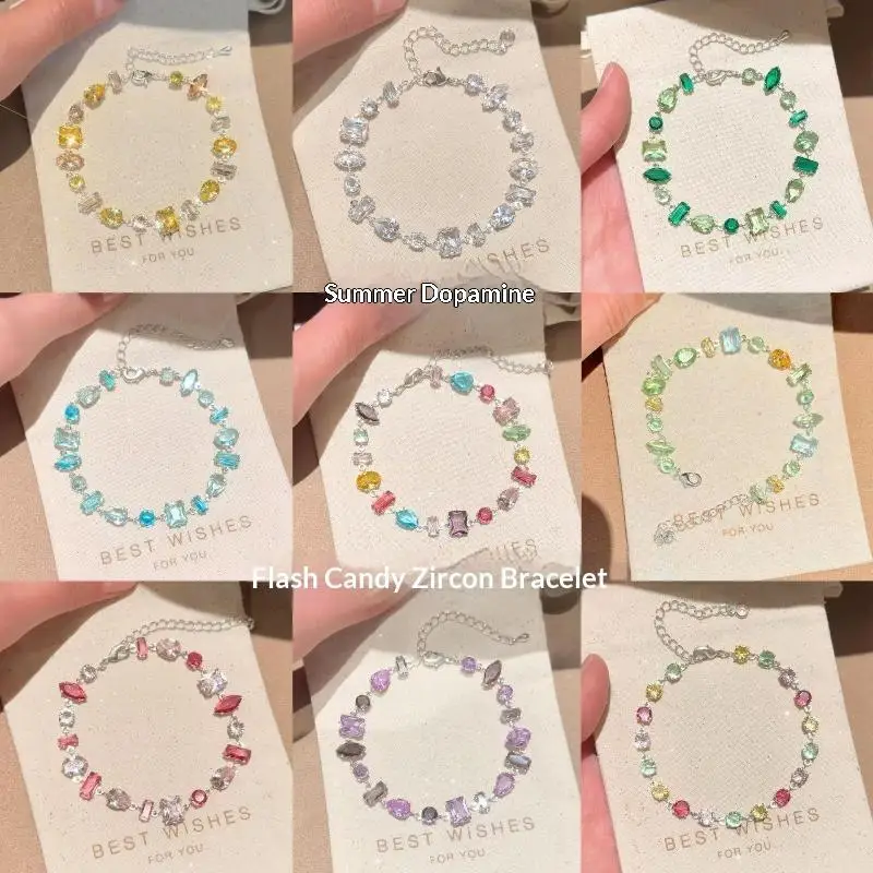 Sparkly Cubic Zirconia Beaded Bracelet Sweet Fashion Crystal Bracelet For Women Jewelry Daily Party Holiday Wrist Decor Gifts
