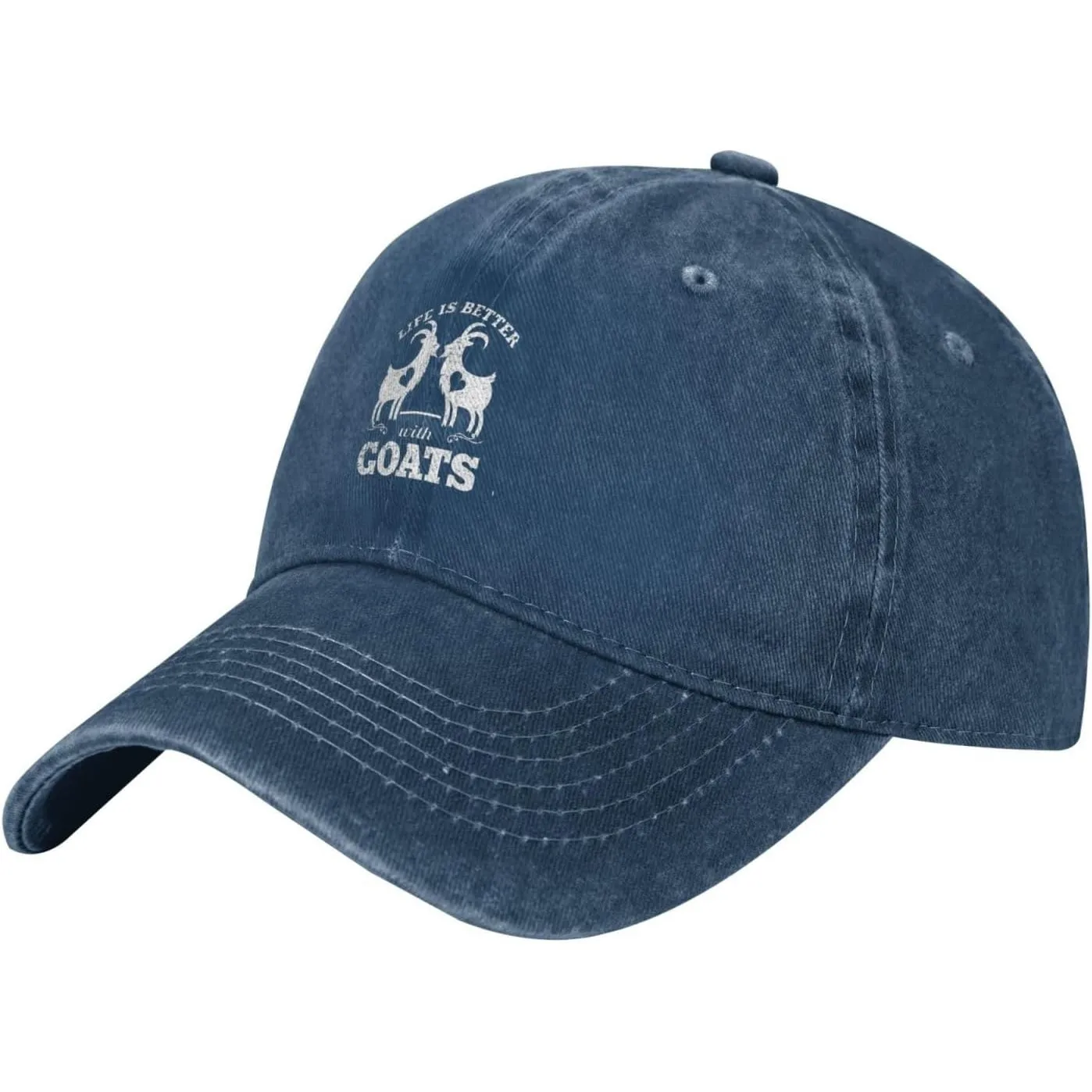 Goats Life Better Washed Baseball Cap Cotton Curved Brim Dad Hat for Unisex Adults