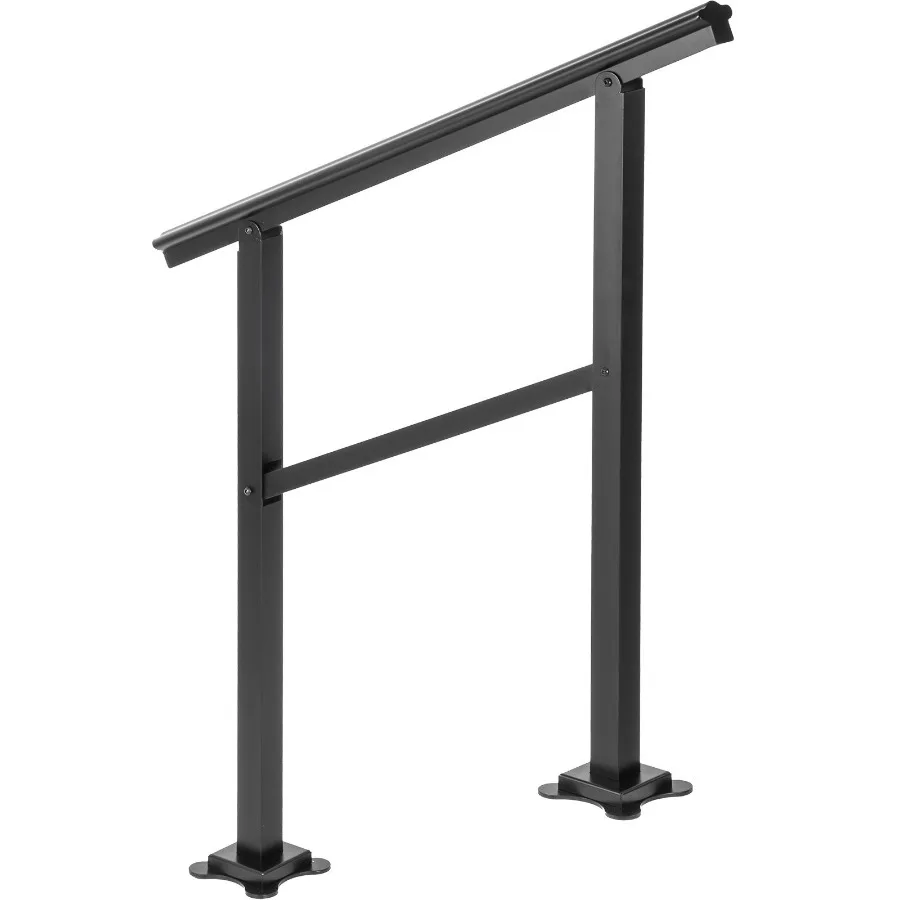 

Outdoor Stair Handrail Aluminum 36 x 35 165LBS Load Transitional Range 0 to 30 Fits 2-3 Steps with Screw Kit Brown