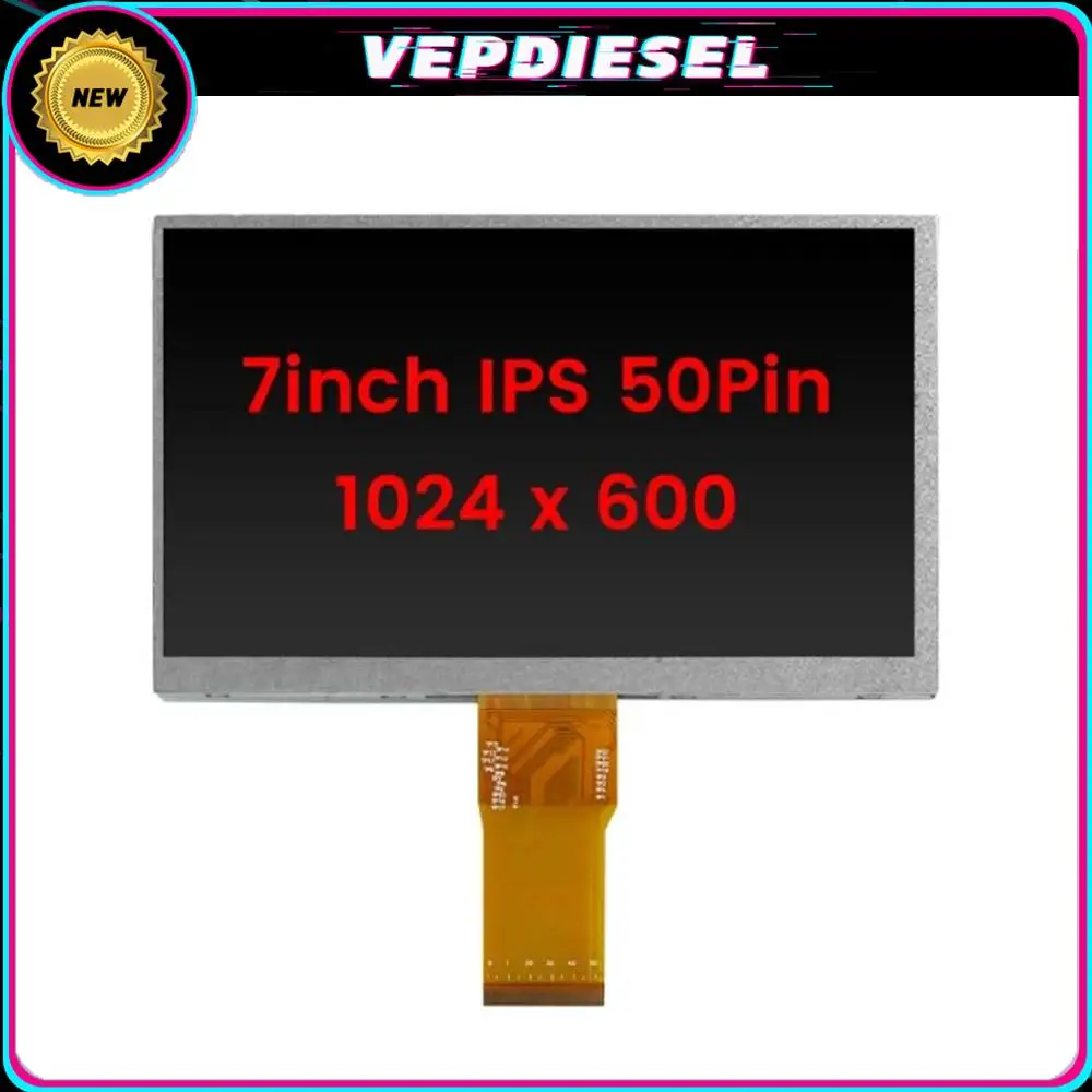 

New 7 inch 50 Pin In Dash Glass Brightness 400CD M2 IPS Full Viewing Angle 1024X600 Pixel RGB LCD Screen For Car AHD Monitor