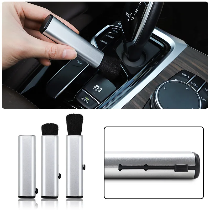 

Car Detail Cleaning Brushes for Interior Dashboard Air Conditioner PC Keyboard Clean Soft Wool Retractable Brush Tools