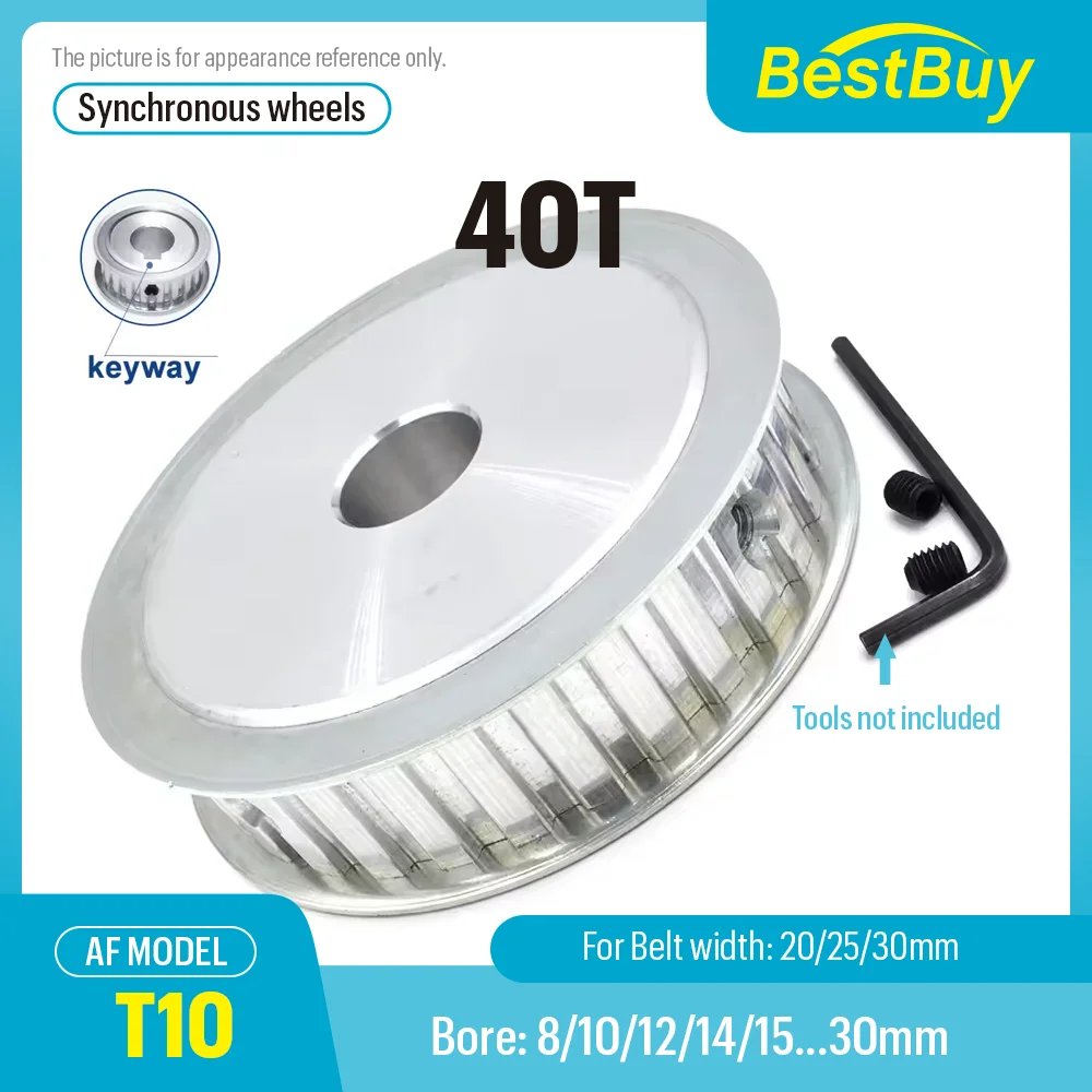 T10 AF Shape Synchronous Wheels 40 Teeth Bore 8-30mm Teeth Pitch 10mm for T10 Width 20/25/30mm Timing Belt