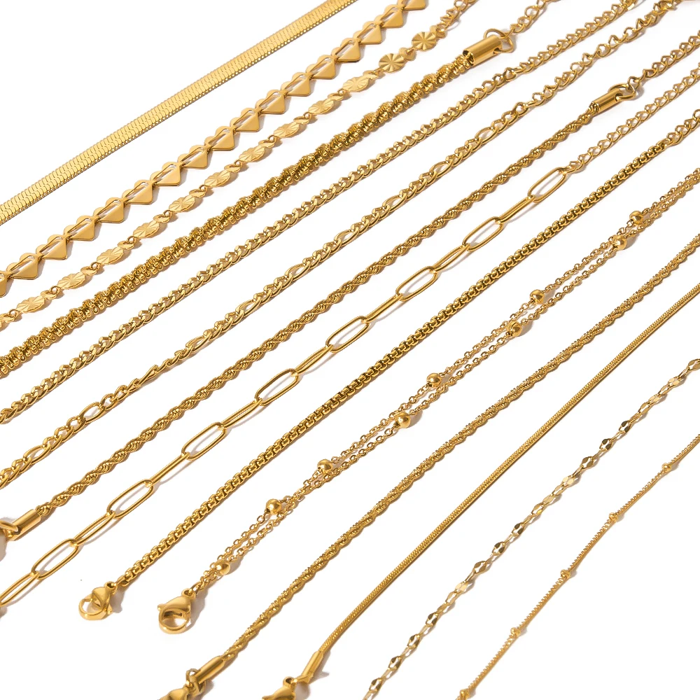 Gold Plated Stainless Steel Snake Chain Stacking Bracelet For Women Thin Cuban Chain Bone Square Chain Bracelet Jewelry Gifts