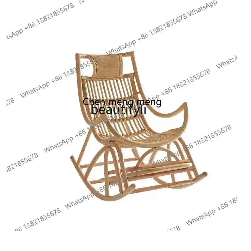 D178 H Japanese Rocking Chair Balcony Deckchair Home Living Room Leisure Lazy Natural True Rattan Chair