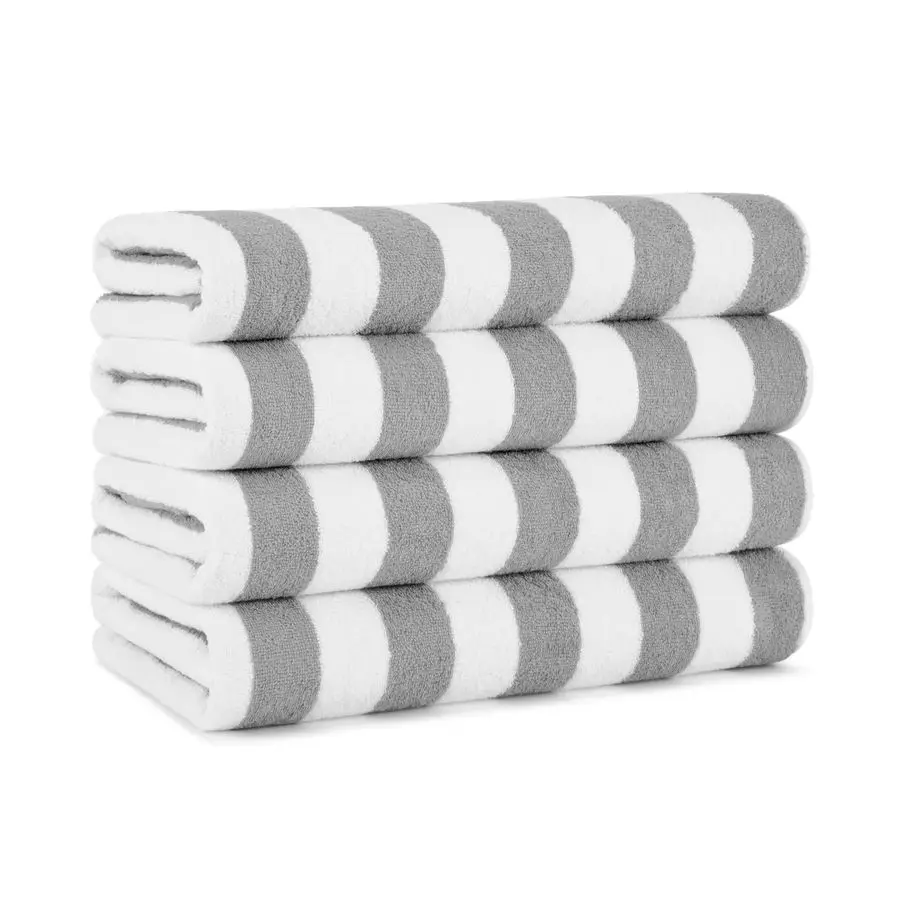 

Набор из 4 пляжных полотенец California Cabana Stripe, большие, мягкие, быстросохнущие, из хлопковой махры, для бассейна, плавания и гидромассажной ванны, увеличенный размер