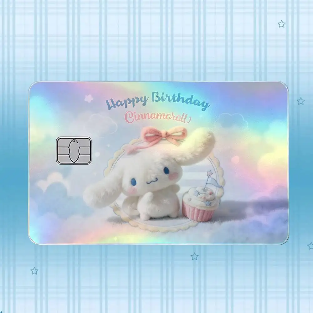 C-Cinnamoroll Laser-Holografischer Karten-Skin-Aufkleber für Kredit- und Debitkarten – 4 Stück/Set, wasserfester, kratzfester Schutz – Detail 11