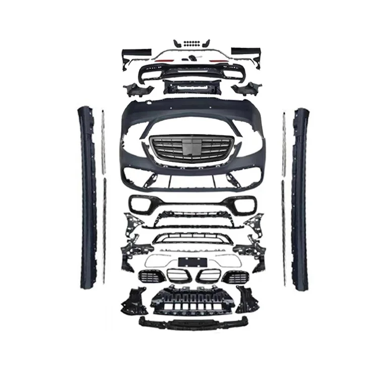 

Дамии Высокое качество W222 BodyKit гриль боковые юбки задний диффузор бамперы обновление S63 стиль обвесы для Mercedes Benz 2018-2