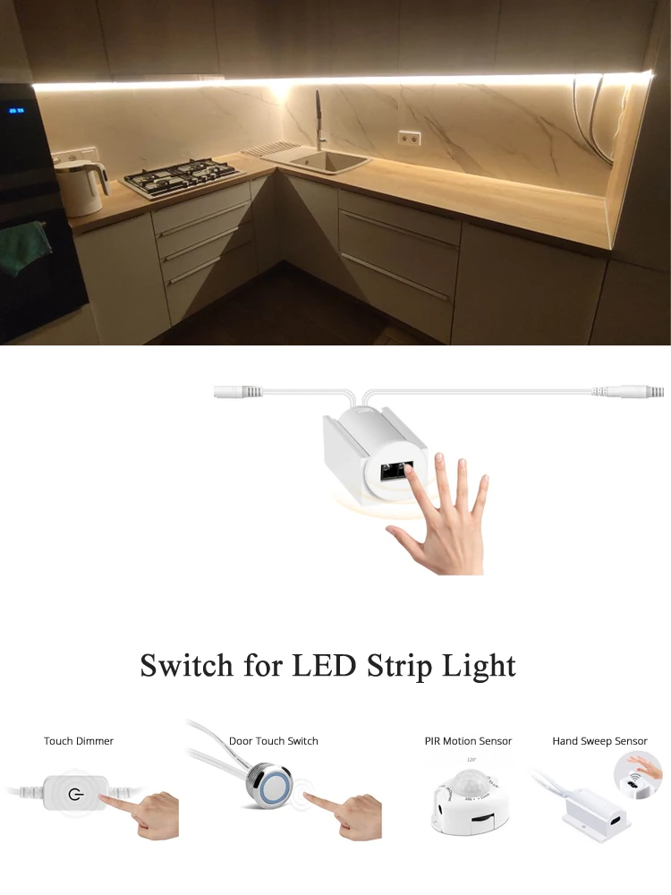 Swtich DC 12V Touch Dimmer Hand Sweep PIR Motion Sensor Switch for Led Strip Tape Bar Light