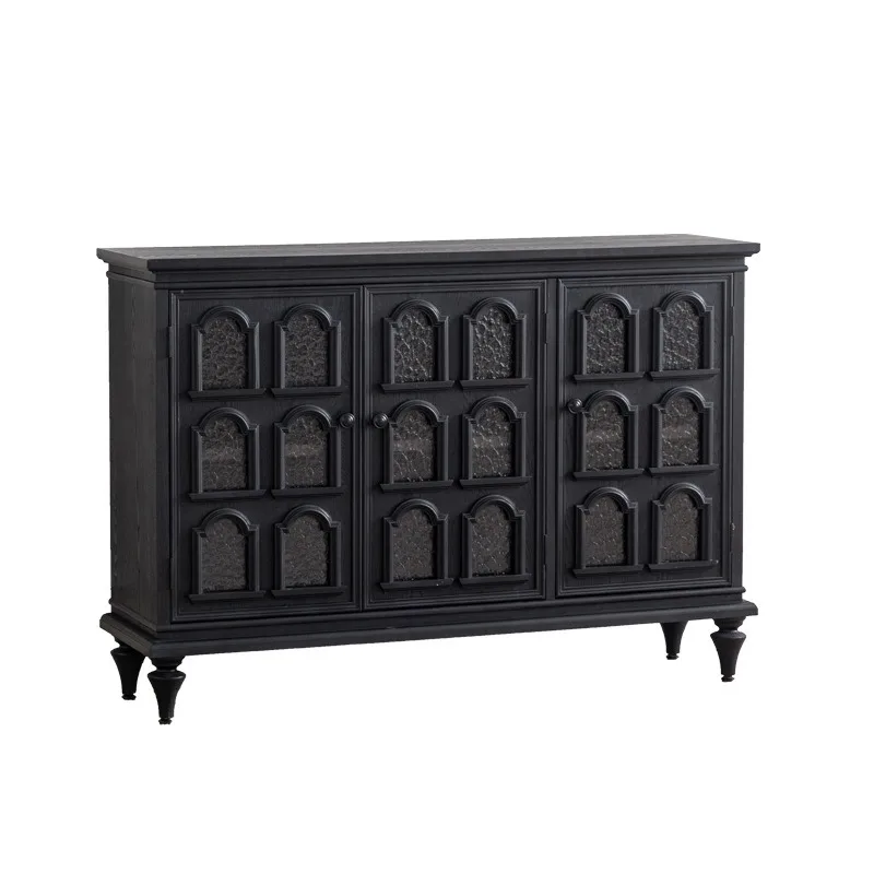European court style black entrance entrance cabinet, retro restaurant decorative cabinet, medieval coffee cabinet