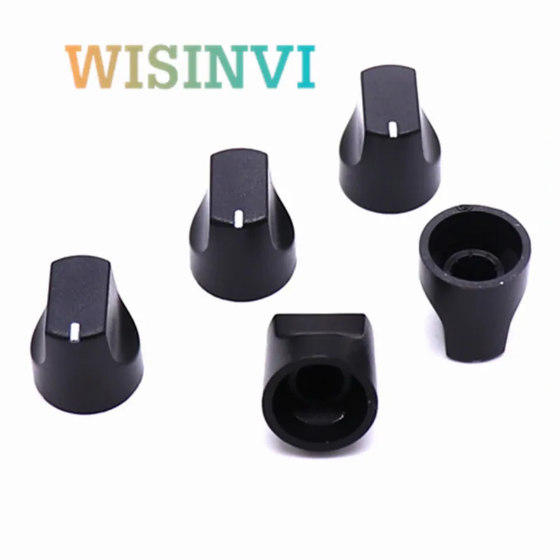 10PCS 14.5 * 15mm Black Plastic Knob Flower Shaft and D-Shaped Inner Hole 6mm Potentiometer Switch Adjustment Knob