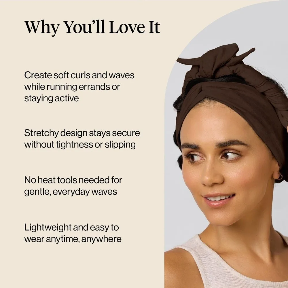 Simple 2 In 1 Heatless Curls Headband Soft Long Ribbon Hair Styling Tool No Heat Curling Rod for Women
