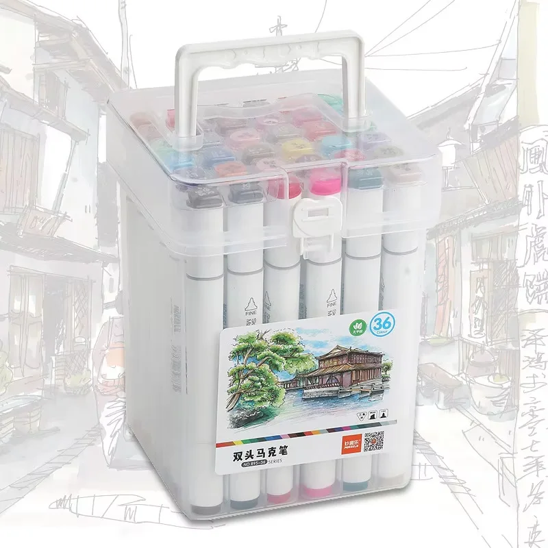 

12-60 Colors Double Headed Oily Art Marker Pen Set Sketch Drawing Graffiti Art Markers for Student Stationery Supplies