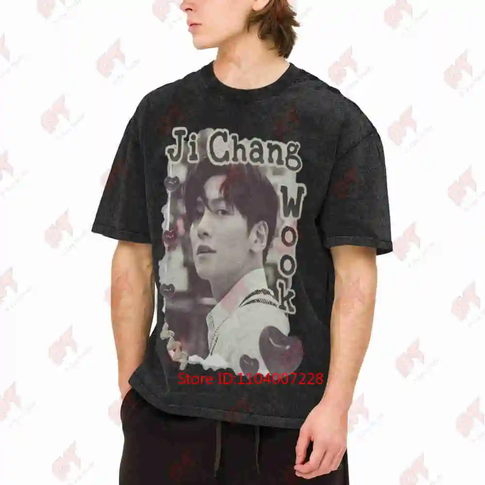 Ji Chang Wook Portrait Vintage Washed Tee Pure Cotton T-Shirt