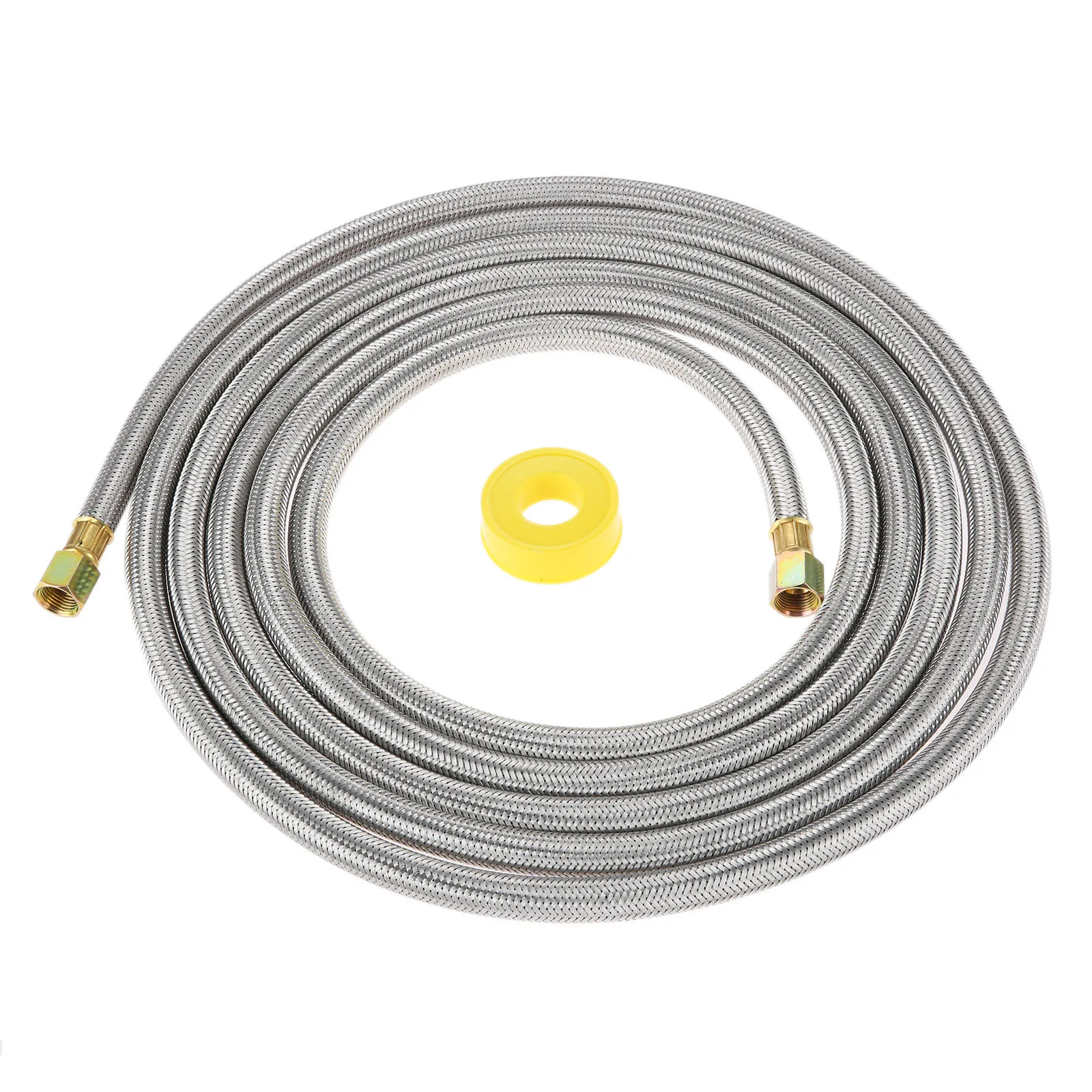 Montaje de manguera de extensión inoxidable de línea de propano de 16 pies con accesorios de campana hembra de 3/8 "para parrilla de Gas RV, calentador de fogatas con cinta