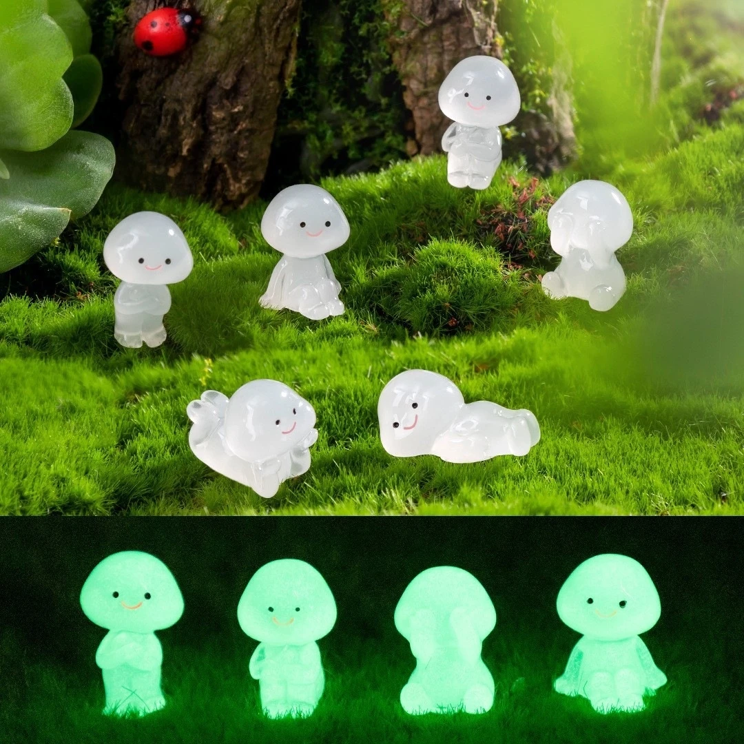 Glow-in-the-Dark Tiny Figure Set - DIY Terrarium Decor Blind Bag Accessories for Desktop & Car Displays