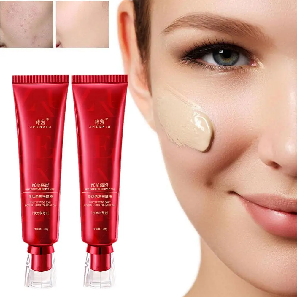 Rode Ginseng Vogel Nest Foundation Olie-Controle Hydraterende Gezicht Kruidenbasiscrème Concealer Huid Vloeibare Waterdichte Verzorging Makeu U4i1