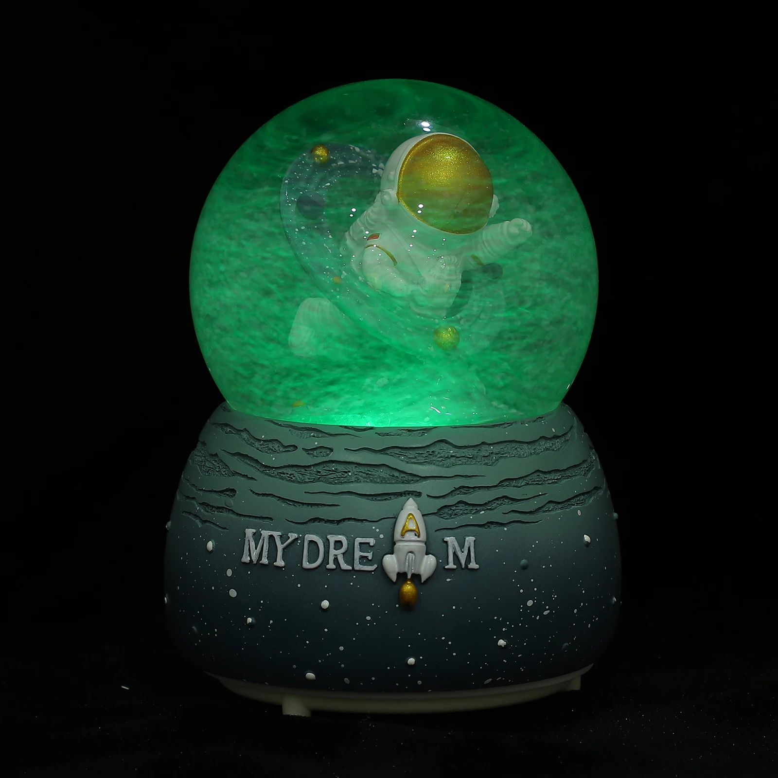 Caja de música de astronauta, adorno, copo de nieve, bola de cristal, globo decorativo, regalo de cristal, Festival, Musical infantil