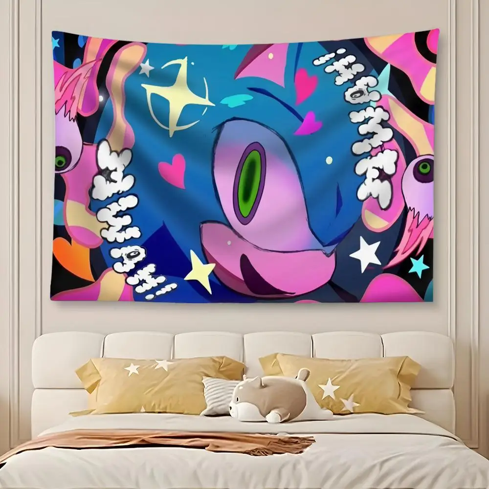 Classic Anime Game S-Sonic Tapestry Art Decor Banner Microfiber Backdrop for Bedroom Living Room Bar Garden Party