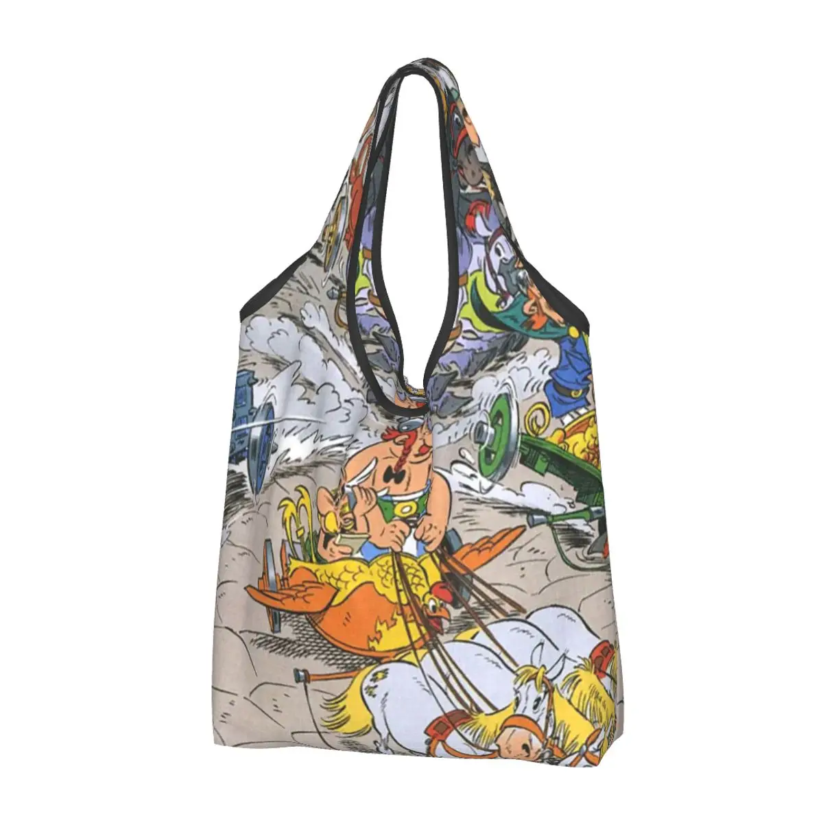 Asterix And Obelix Dogmatix Portable Tote Shopping Bags Reusable Shopper Bag Groceries Handbag Shoulder Bag