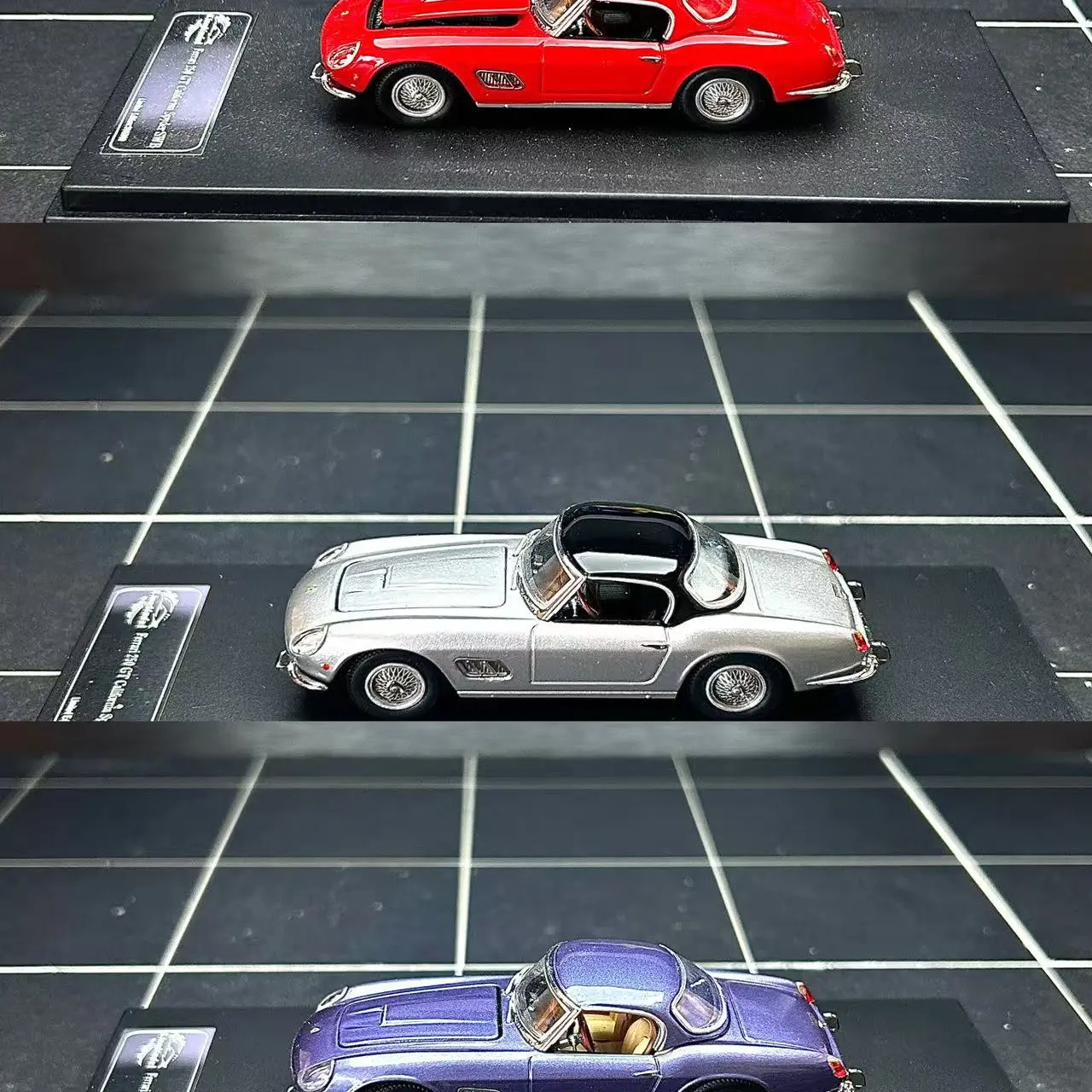 Diecast KM 1:64 Scale Ferrari 250GT Convertible Alloy Open Cover Car Model Collectible Toy Gift Souvenir Display Ornament