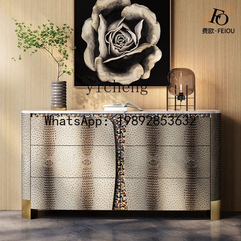 

LYY light luxury chest dining side custom premium bedroom marble TV cabinet bedside storage cabinet
