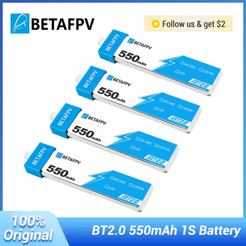 BETAFPV RC Battery 550mAh 40C/80C 1S FPV Lipo BT2.0 Connector for Meteor75 Pro Meteor75 Pro HD Cetus Pro Cetus X