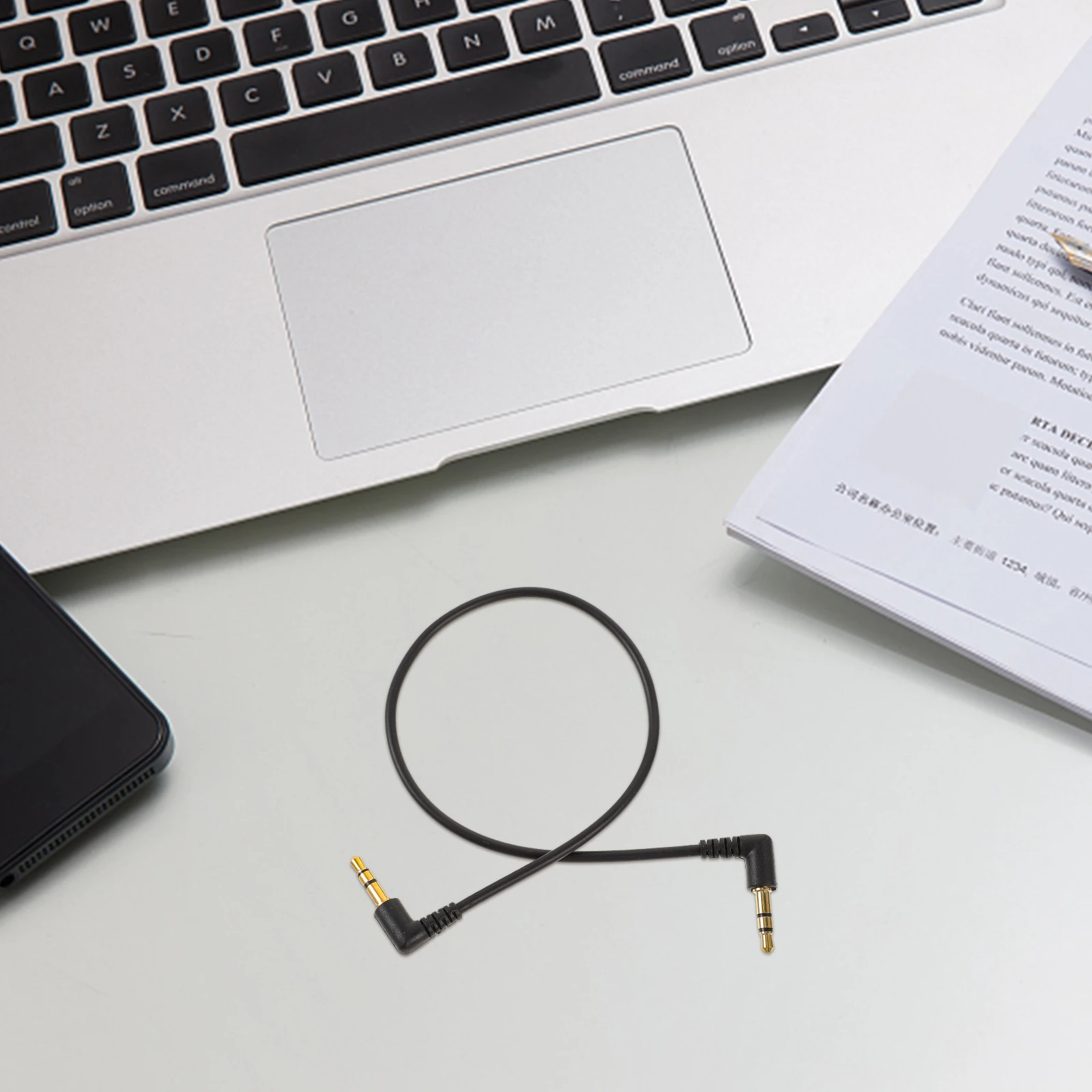 

5pcs 3.5Mm Male To Male Angled Audio Cable 30Cm Dual Bend Stereo Aux Cord For Car Computer Wear Resistant Audio Extension Cable