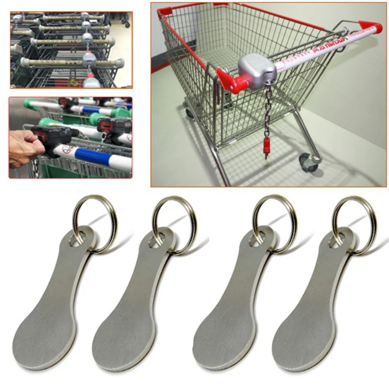 Shopping Cart Token Keychain Accessories Decorative Keychain Hook Key Ring Keychain Metal Aluminum Alloy Silver