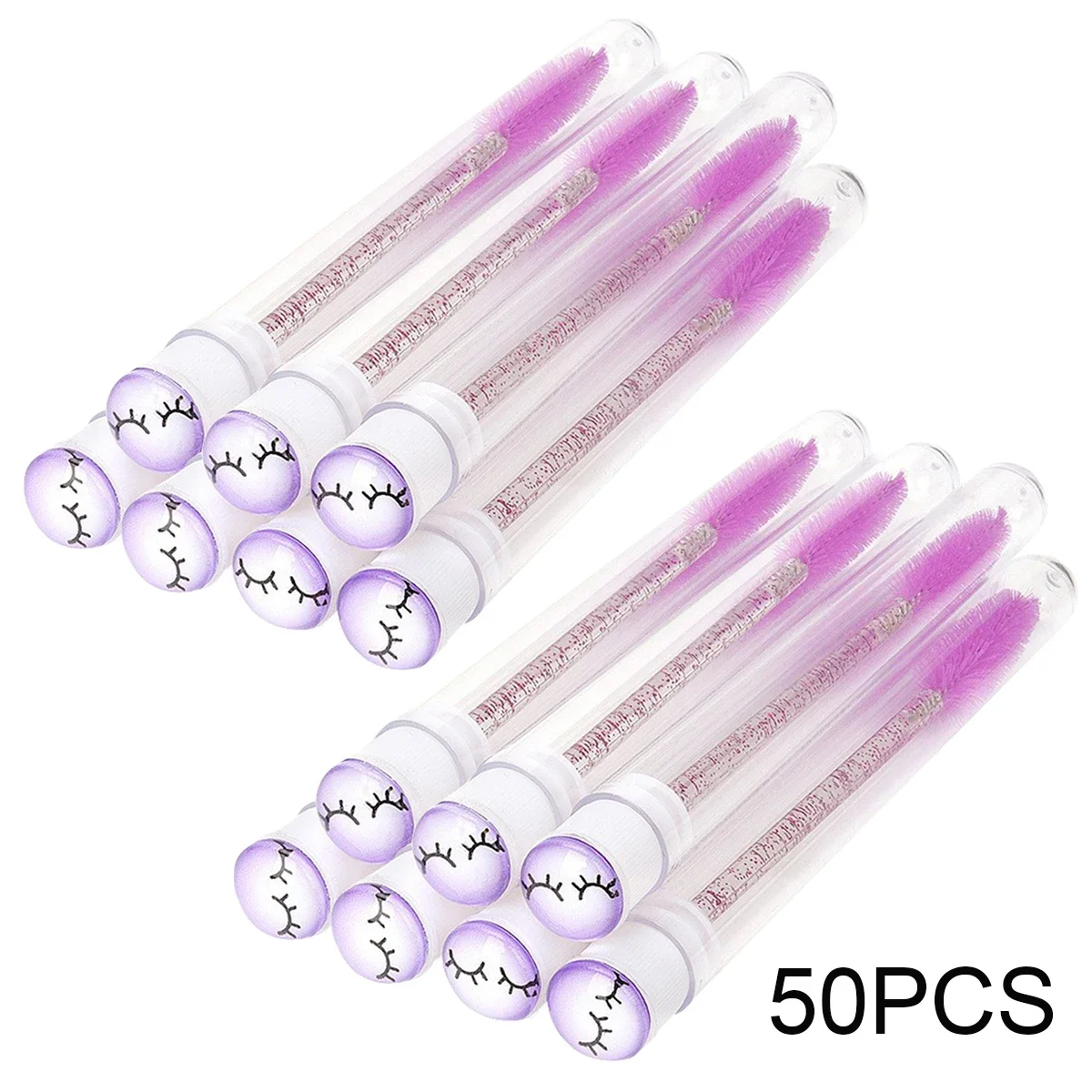 50Pcs Eyelash Brush  Comb Spoolies Container Tubes Crystal Lash Mascara Wands Eyebrow Lashes Brushes Applicators Makeup Tools