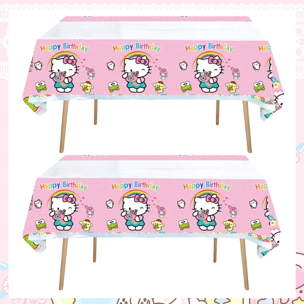 

1/2/4 Pcs Sanrioo Hello Kitty Birthday Party Decoration Disposable Tableware Tablecloth Baby Shower Girls Party Supplies Gift ﻿