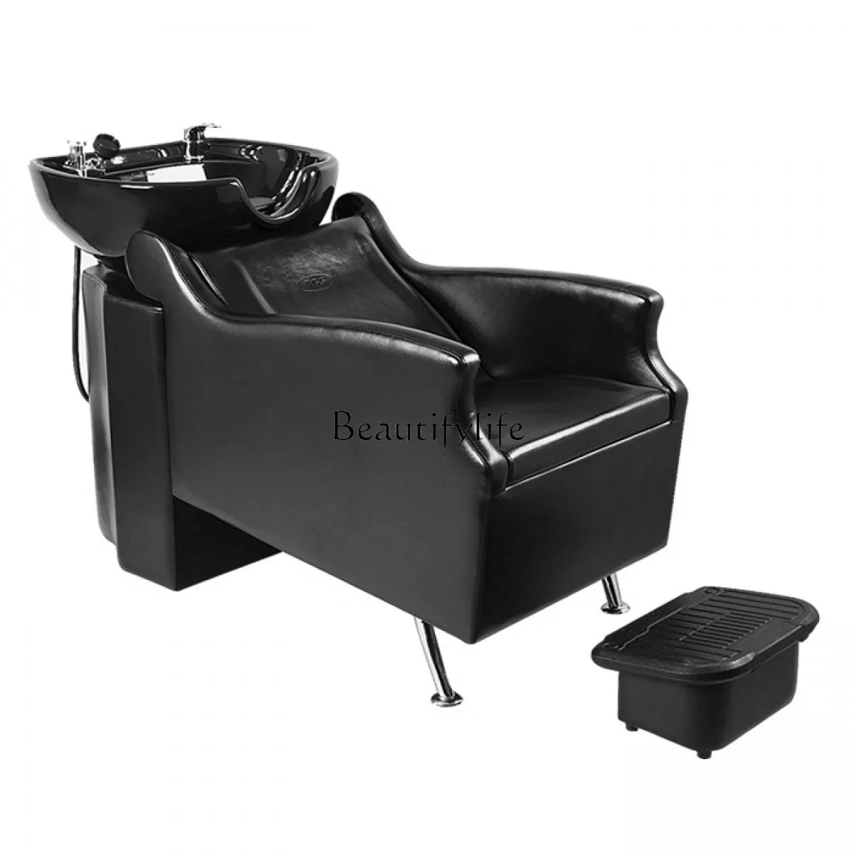 02-Shampoo bed semi-lying ceramic basin hair care flushing bed