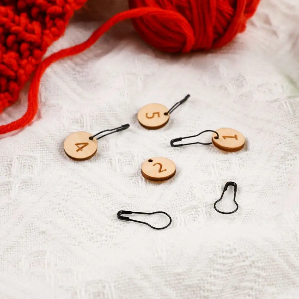 Wooden Locking Stitch Markers Pendants DIY Craft Knitting Crochet Stitch Marker Locking Ring Sewing Supplies