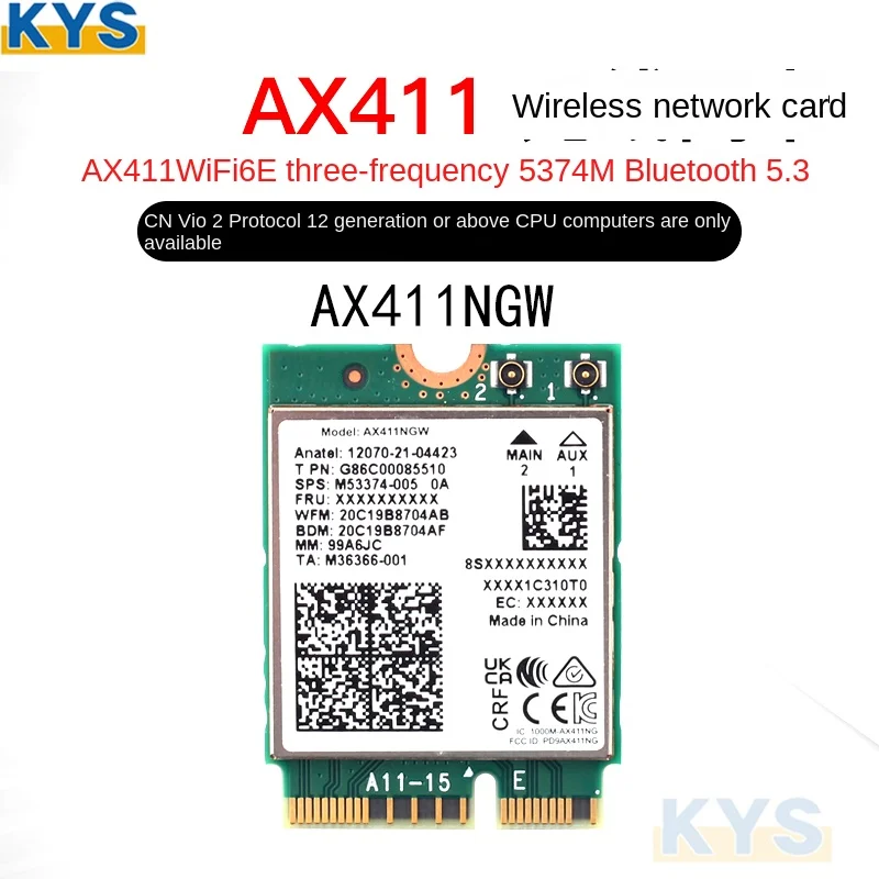 Intel For WiFi AX411NGW  Killer 1690i Notebook Built in WIFI6E Gigabit Killer   Wireless Network Card AX411 Bluetooth 5.3