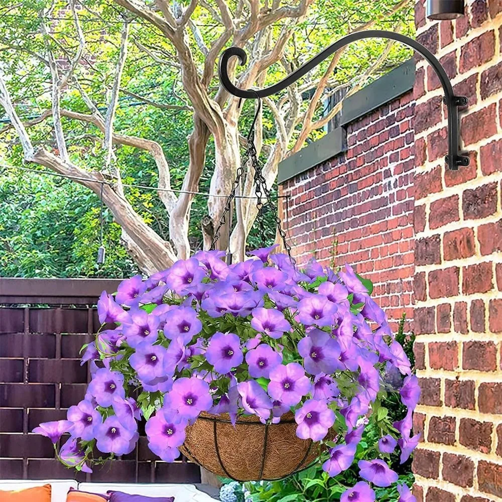 Heavy Duty Plant Hangers Iron 12/16In Outdoor Wall Mount Versatile Curved Hook Flower Basket Hooks Flower Baskets